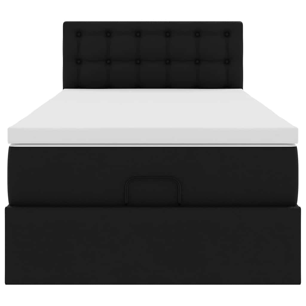 vidaXL Οθωμανικό κρεβάτι με στρώμα Μαύρο 80x200cm Faux Leather