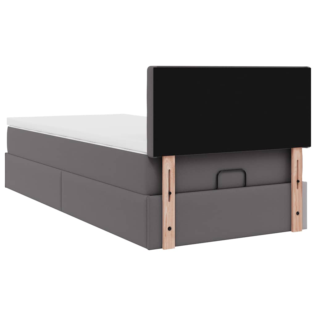 vidaXL Οθωμανικό κρεβάτι με στρώμα Γκρι 80x200cm Faux Leather