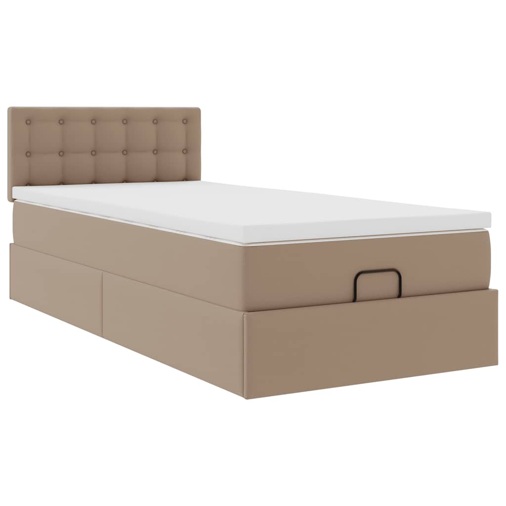 vidaXL Οθωμανικό κρεβάτι με στρώμα Cappucino 80x200cm Faux Leather