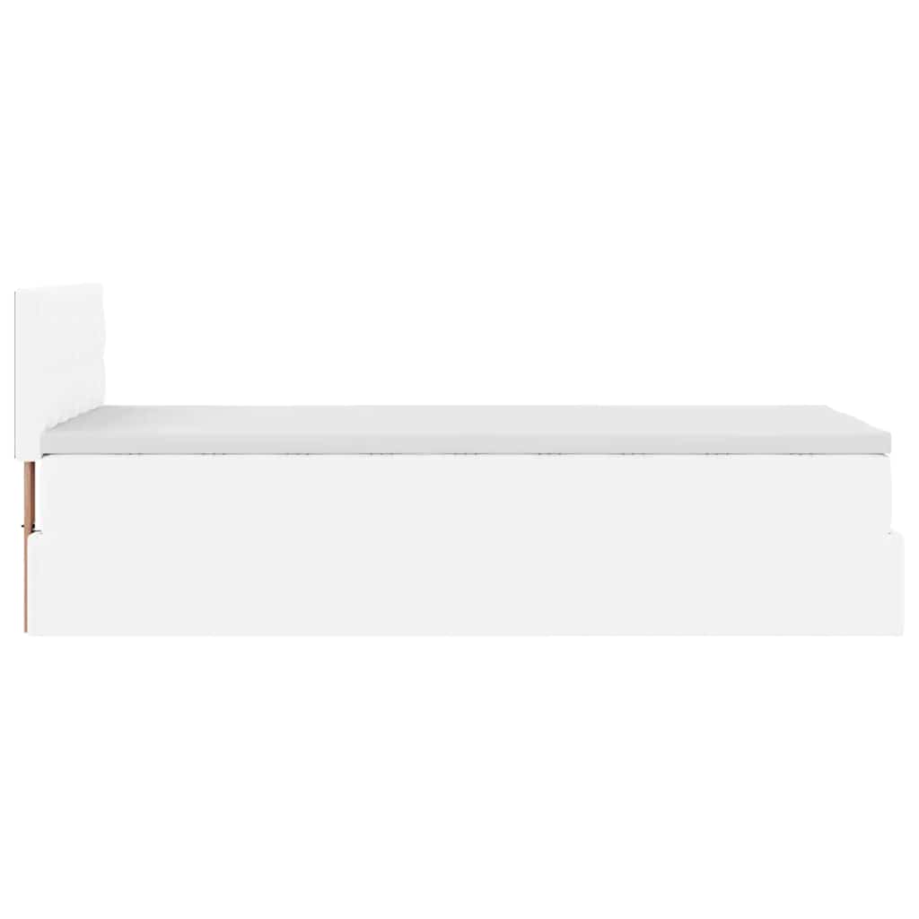 vidaXL Οθωμανικό κρεβάτι με στρώμα Λευκό 90x190cm Faux Leather