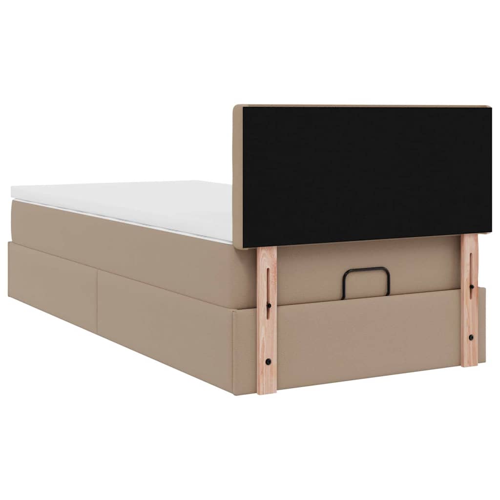 vidaXL Οθωμανικό κρεβάτι με στρώμα Cappucino 90x190cm Faux Leather