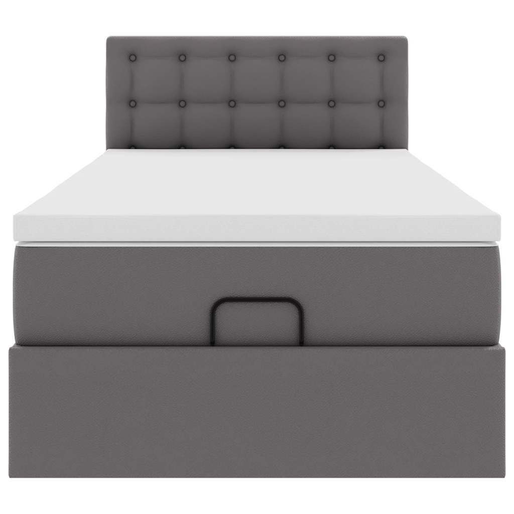 vidaXL Οθωμανικό κρεβάτι με στρώμα Γκρι 100x200cm Faux Leather
