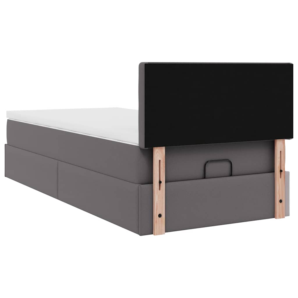 vidaXL Οθωμανικό κρεβάτι με στρώμα Γκρι 100x200cm Faux Leather
