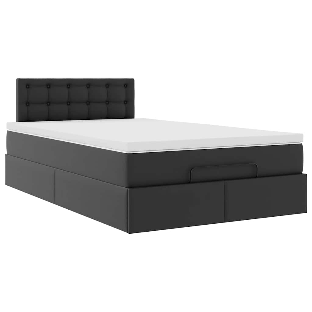 vidaXL Οθωμανικό κρεβάτι με στρώμα Μαύρο 120x190 cm Faux Leather