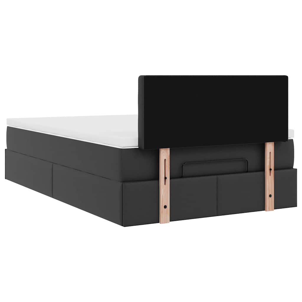 vidaXL Οθωμανικό κρεβάτι με στρώμα Μαύρο 120x190 cm Faux Leather