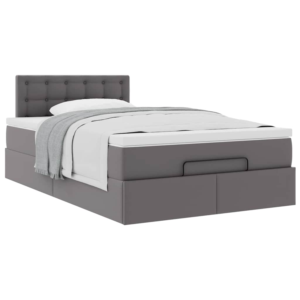 vidaXL Οθωμανικό κρεβάτι με στρώμα Γκρι 120x190 cm Faux Leather