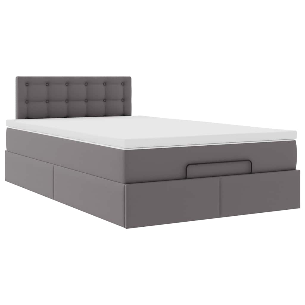 vidaXL Οθωμανικό κρεβάτι με στρώμα Γκρι 120x190 cm Faux Leather