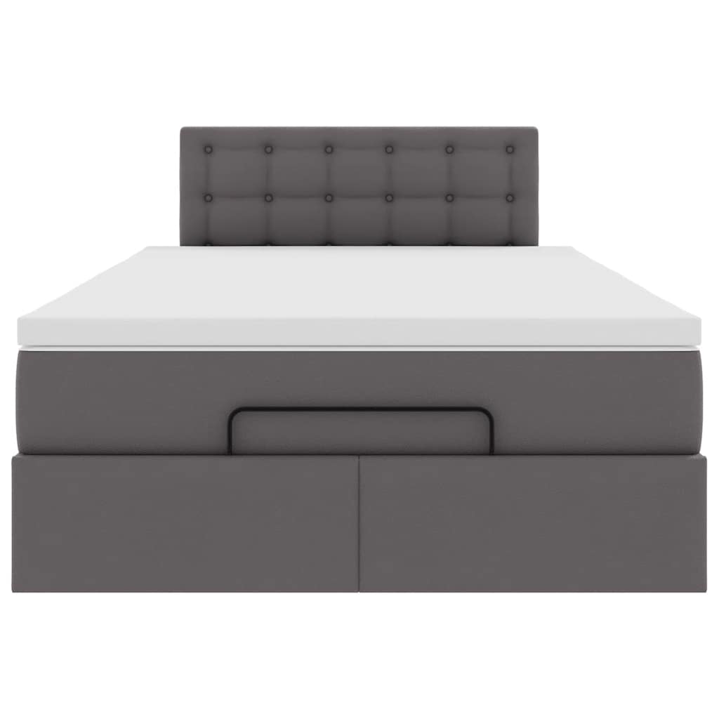 vidaXL Οθωμανικό κρεβάτι με στρώμα Γκρι 120x190 cm Faux Leather