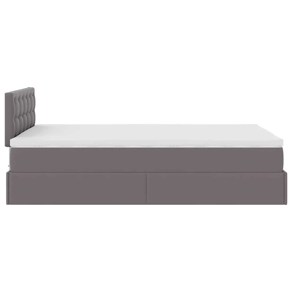 vidaXL Οθωμανικό κρεβάτι με στρώμα Γκρι 120x190 cm Faux Leather