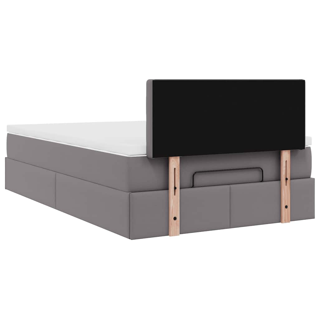 vidaXL Οθωμανικό κρεβάτι με στρώμα Γκρι 120x190 cm Faux Leather