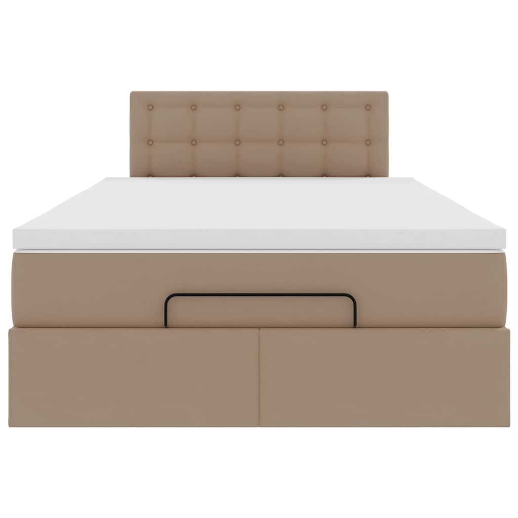 vidaXL Οθωμανικό κρεβάτι με στρώμα Cappucino 120x190cm Faux Leather
