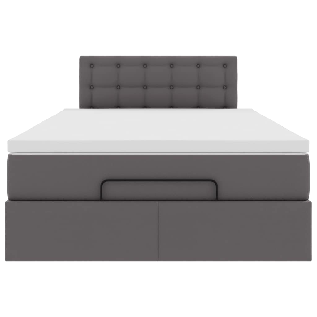 vidaXL Οθωμανικό κρεβάτι με στρώμα Γκρι 120x200cm Faux Leather