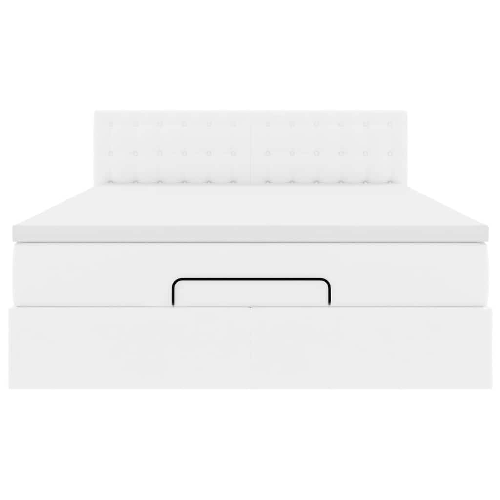 vidaXL Οθωμανικό κρεβάτι με στρώμα Λευκό 140x190cm Faux Leather