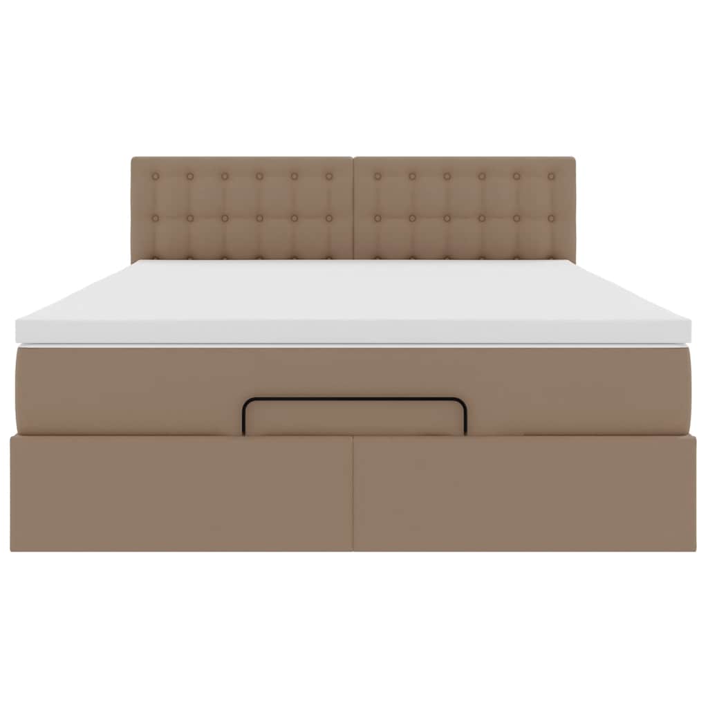 vidaXL Οθωμανικό κρεβάτι με στρώμα Cappucino 140x190cm Faux Leather