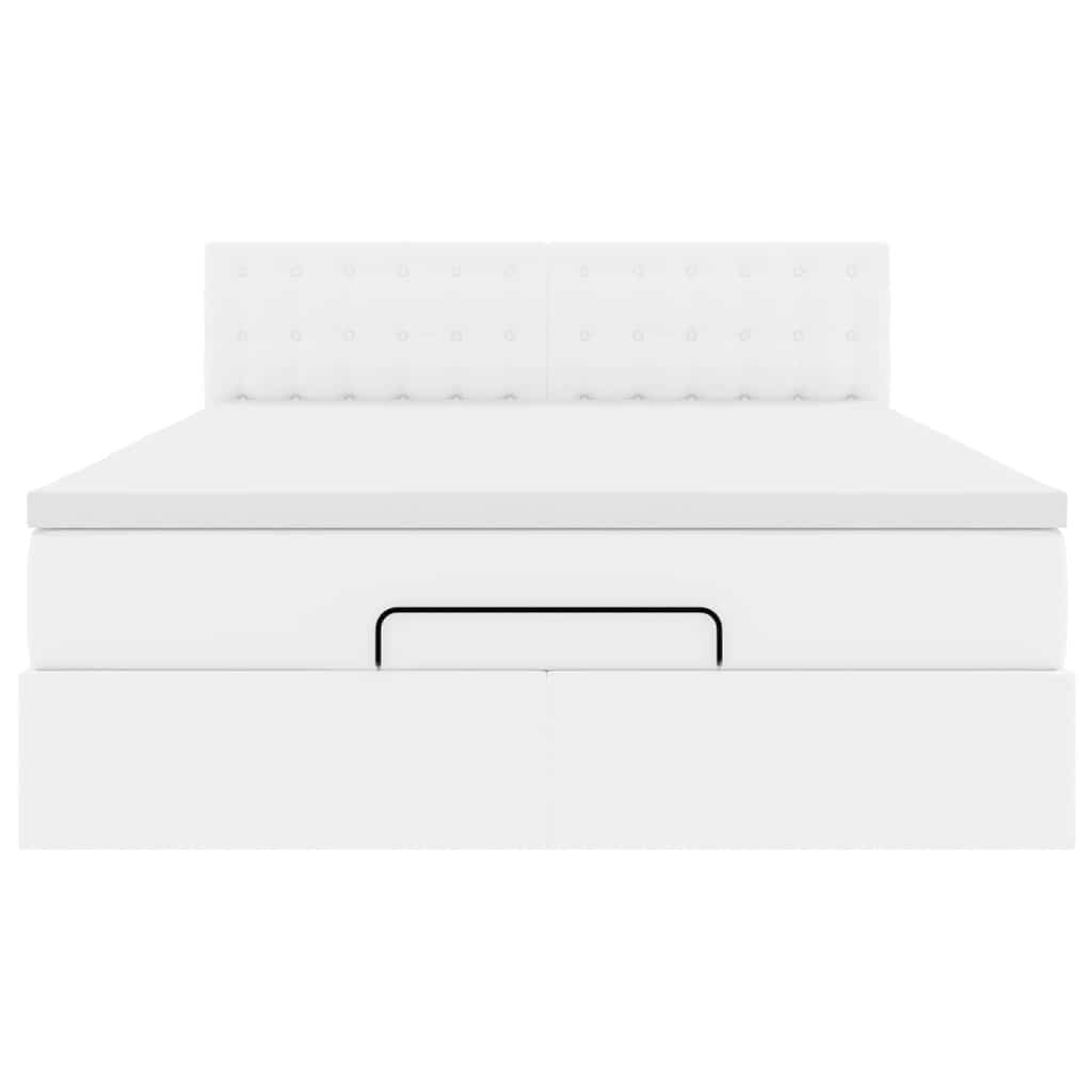 vidaXL Οθωμανικό κρεβάτι με στρώμα Λευκό 140x200cm Faux Leather