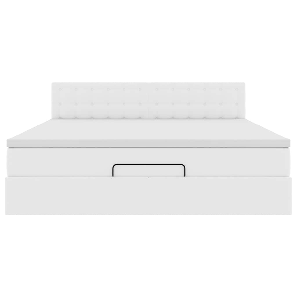 vidaXL Οθωμανικό κρεβάτι με στρώμα Λευκό 180x200cm Faux Leather