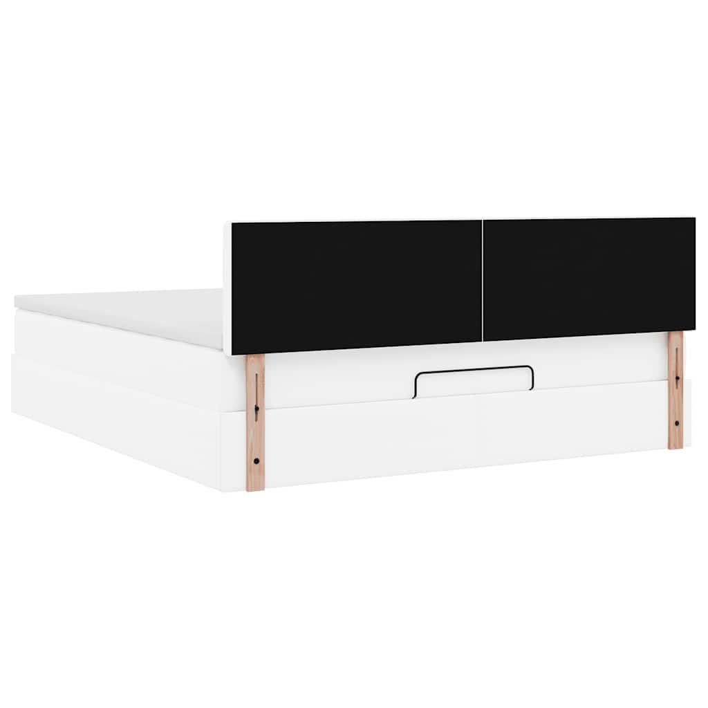 vidaXL Οθωμανικό κρεβάτι με στρώμα Λευκό 180x200cm Faux Leather