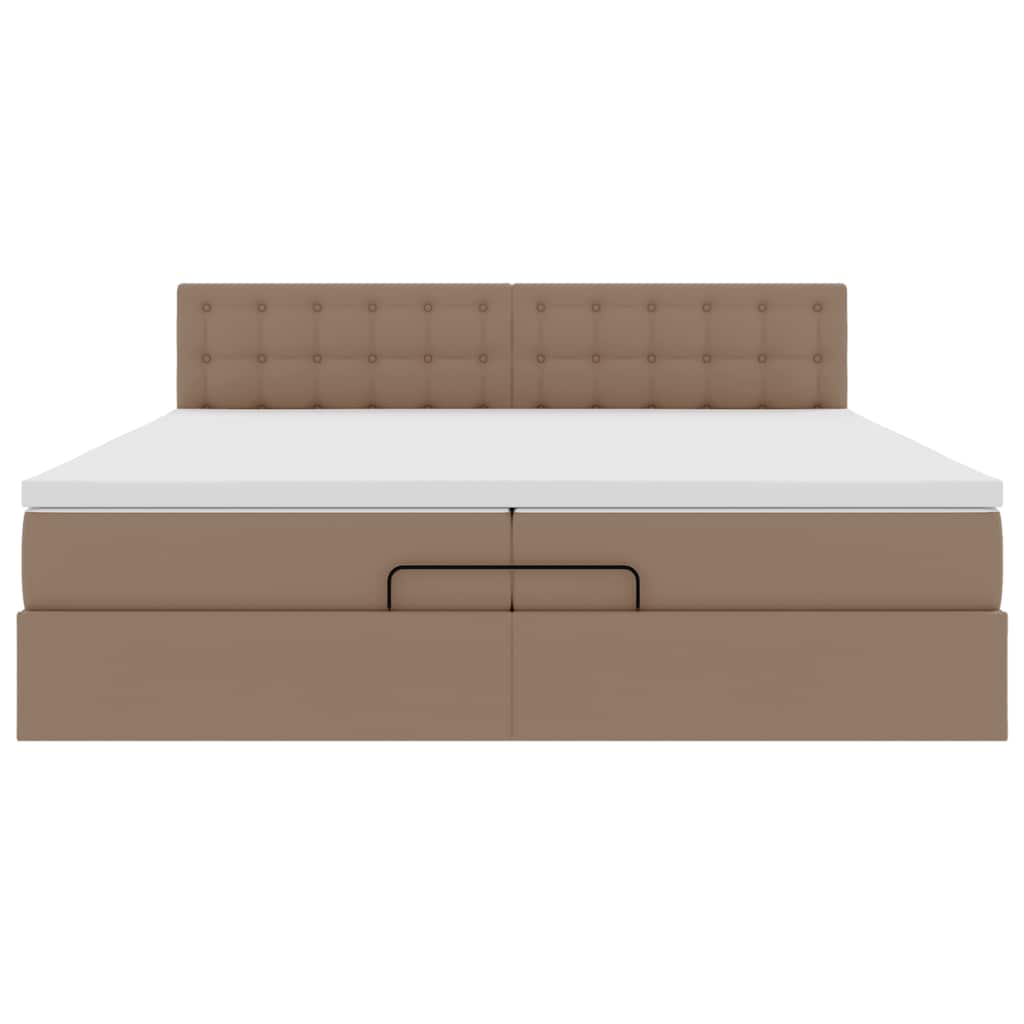 vidaXL Οθωμανικό κρεβάτι με στρώματα Cappucino 200x200cm Faux Leather