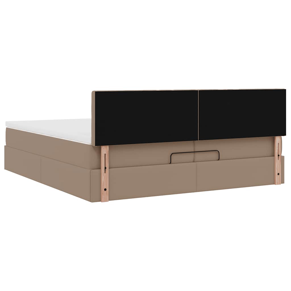 vidaXL Οθωμανικό κρεβάτι με στρώματα Cappucino 200x200cm Faux Leather