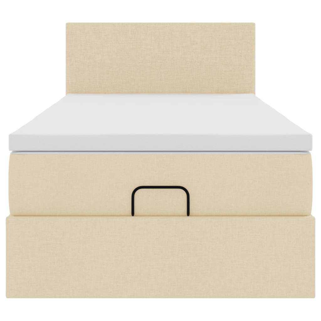 vidaXL Οθωμανικό κρεβάτι με στρώμα Cream 80x200cm ύφασμα