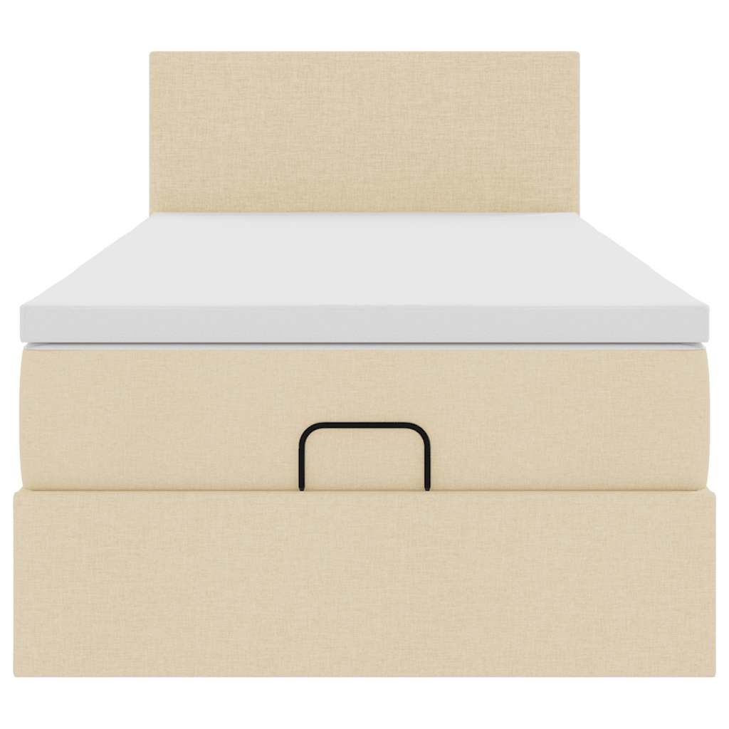 vidaXL Οθωμανικό κρεβάτι με στρώμα Cream 90x190cm ύφασμα