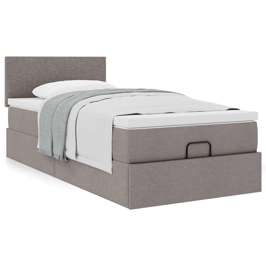 vidaXL Οθωμανικό κρεβάτι με στρώμα Taupe 90x200cm ύφασμα
