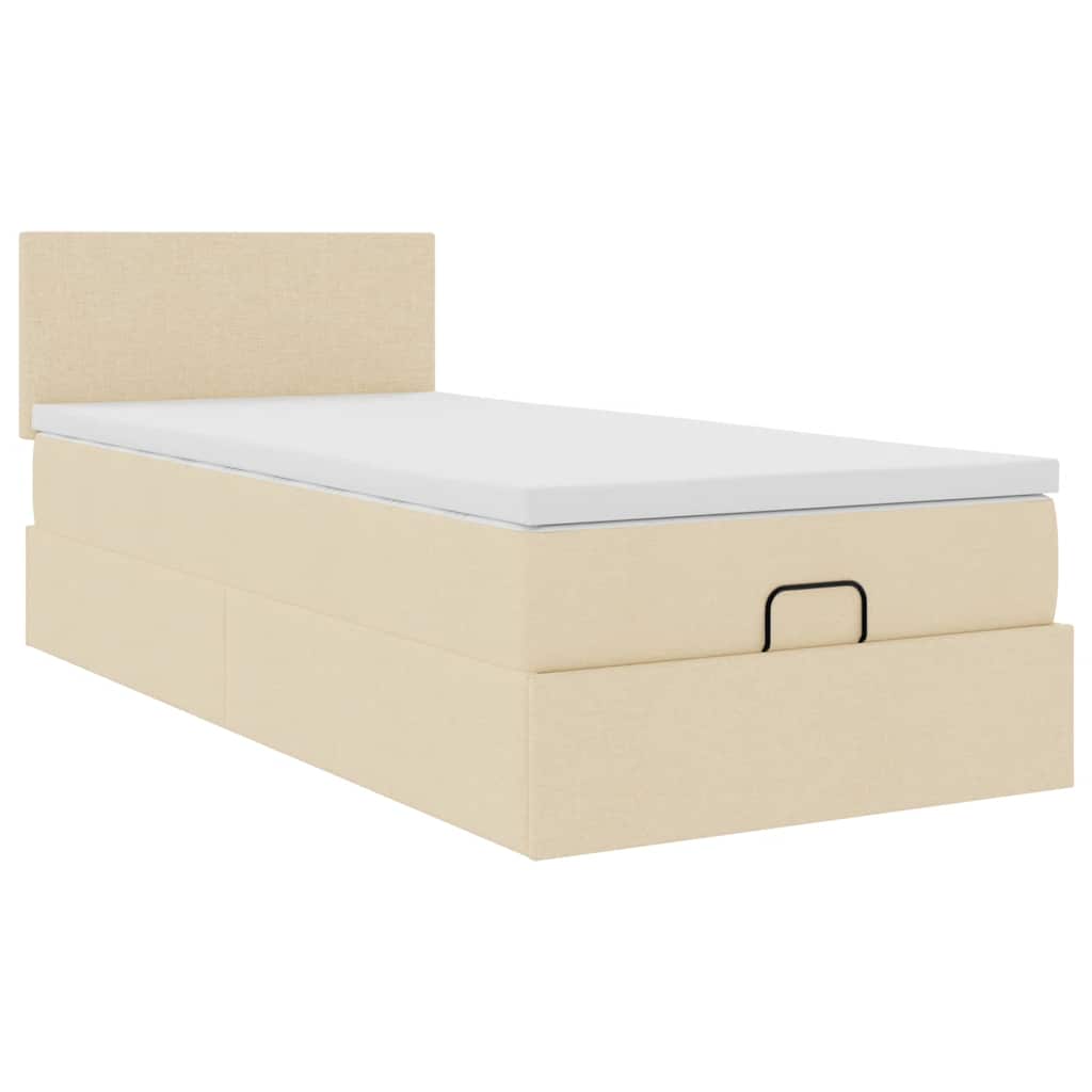 vidaXL Οθωμανικό κρεβάτι με στρώμα Cream 100x200cm ύφασμα
