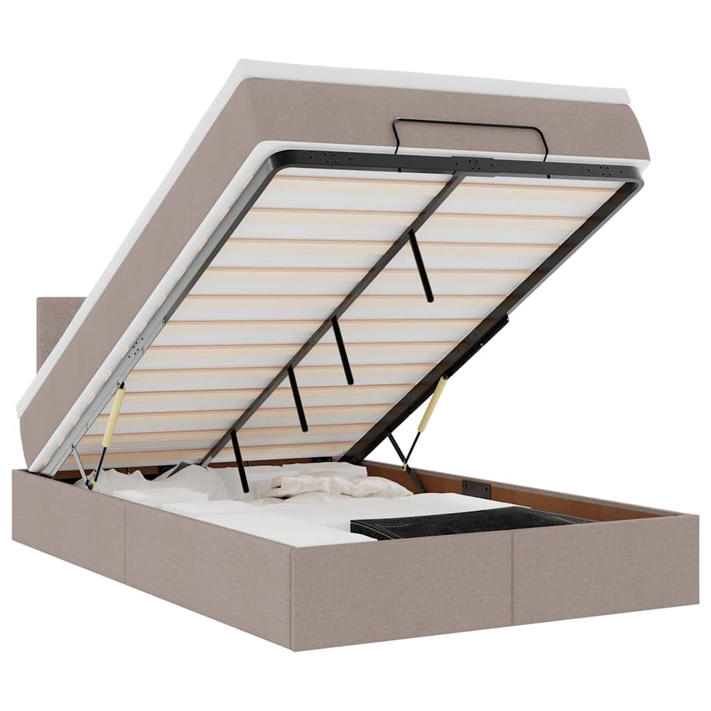 vidaXL Οθωμανικό κρεβάτι με στρώμα Taupe 120x190 cm Ύφασμα