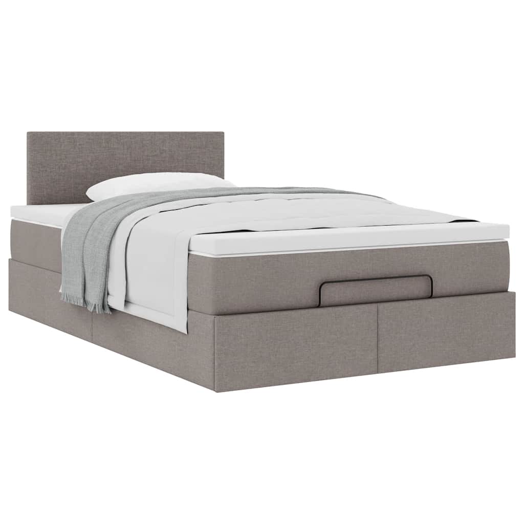 vidaXL Οθωμανικό κρεβάτι με στρώμα Taupe 120x190 cm Ύφασμα