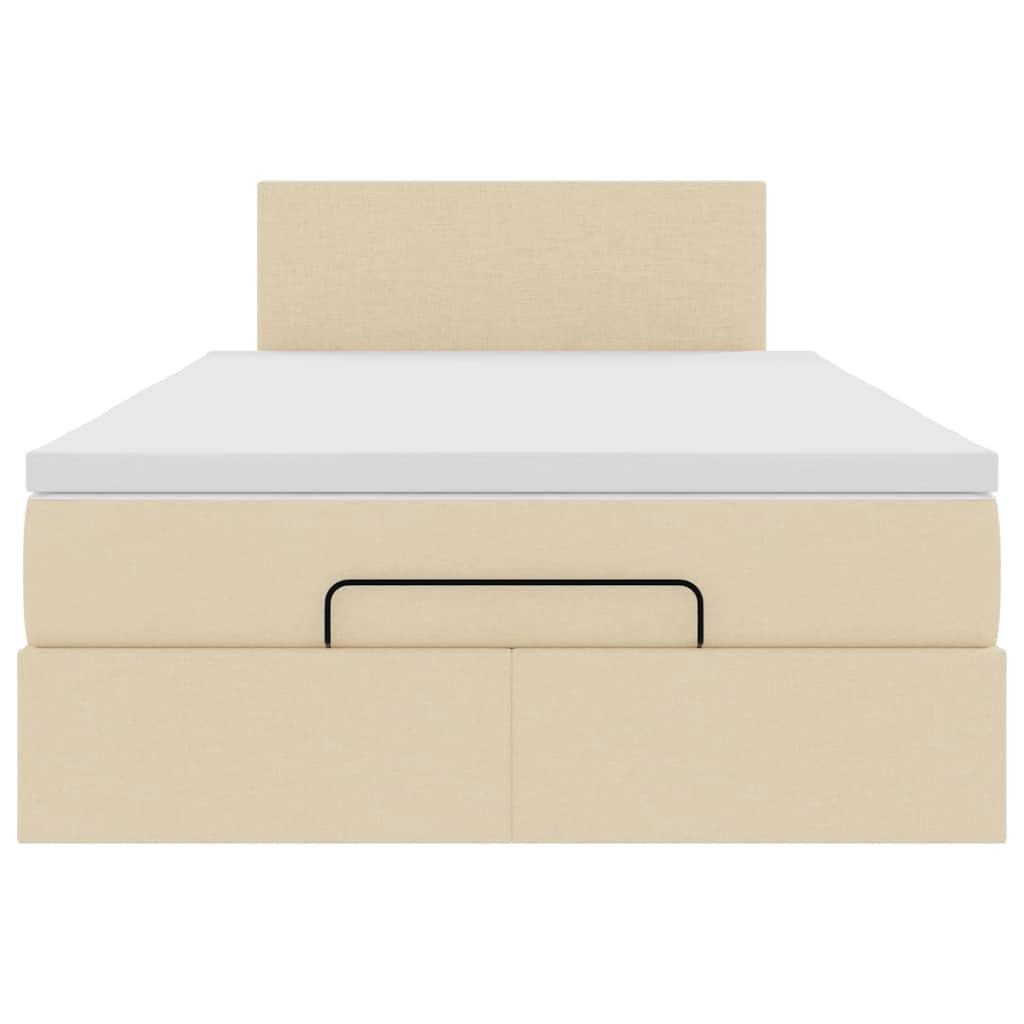 vidaXL Οθωμανικό κρεβάτι με στρώμα Cream 120x190 cm Ύφασμα