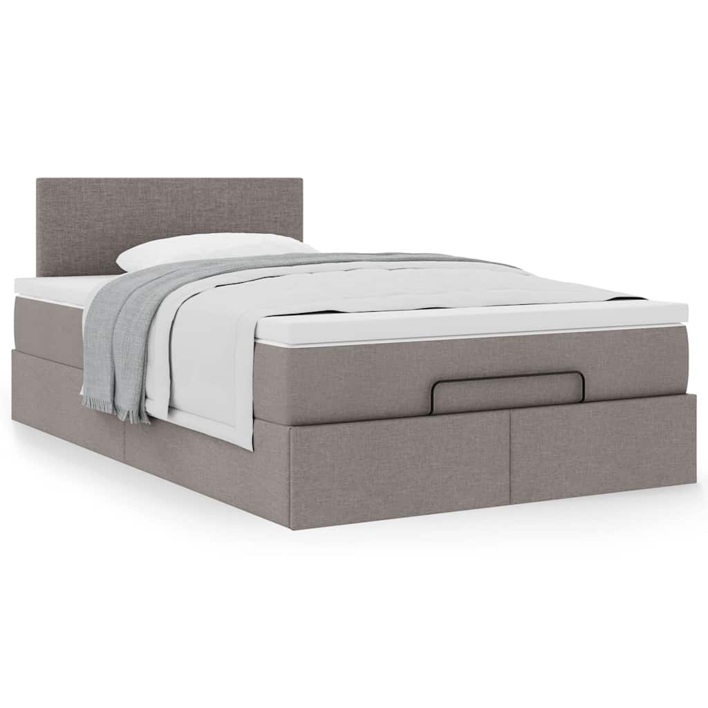vidaXL Οθωμανικό κρεβάτι με στρώμα Taupe 120x200cm ύφασμα