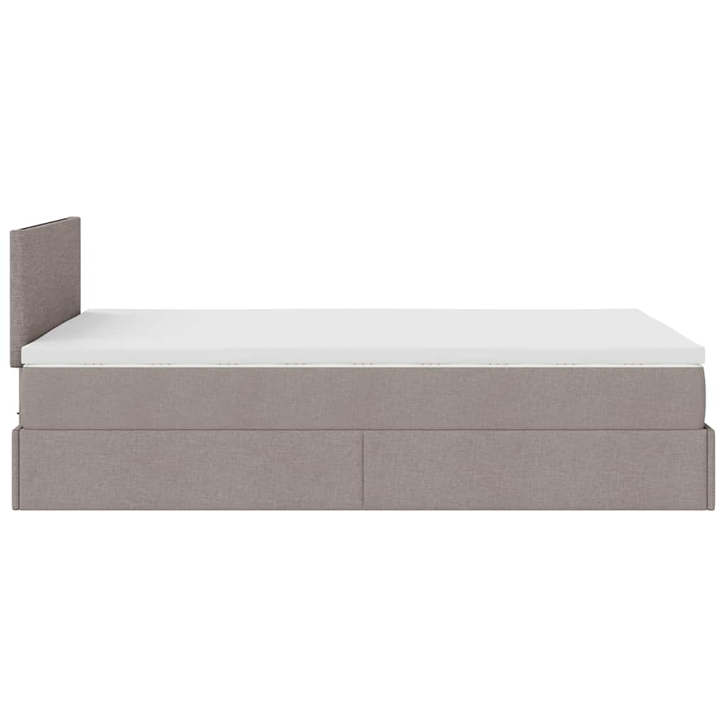 vidaXL Οθωμανικό κρεβάτι με στρώμα Taupe 120x200cm ύφασμα