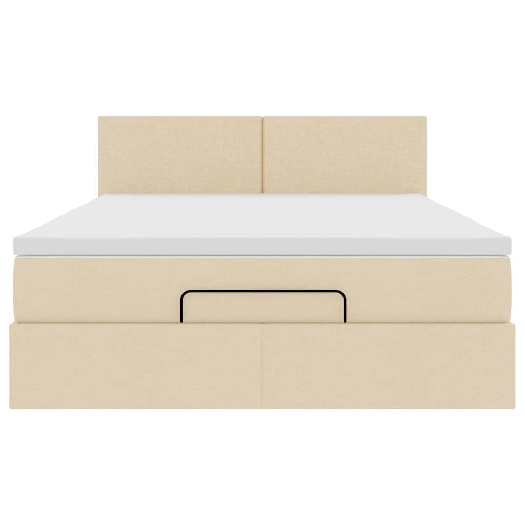 vidaXL Οθωμανικό κρεβάτι με στρώμα Cream 140x190cm ύφασμα