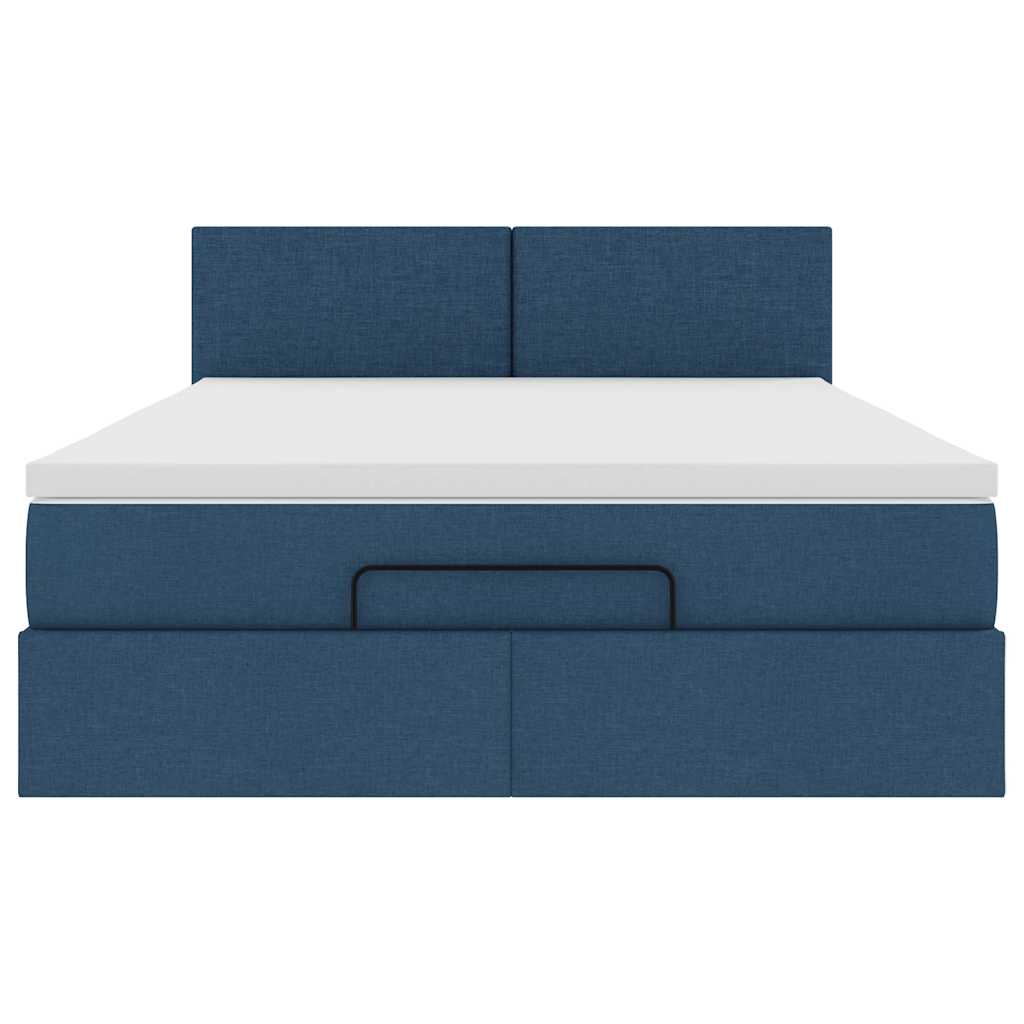 vidaXL Οθωμανικό κρεβάτι με στρώμα μπλε 140x190cm ύφασμα