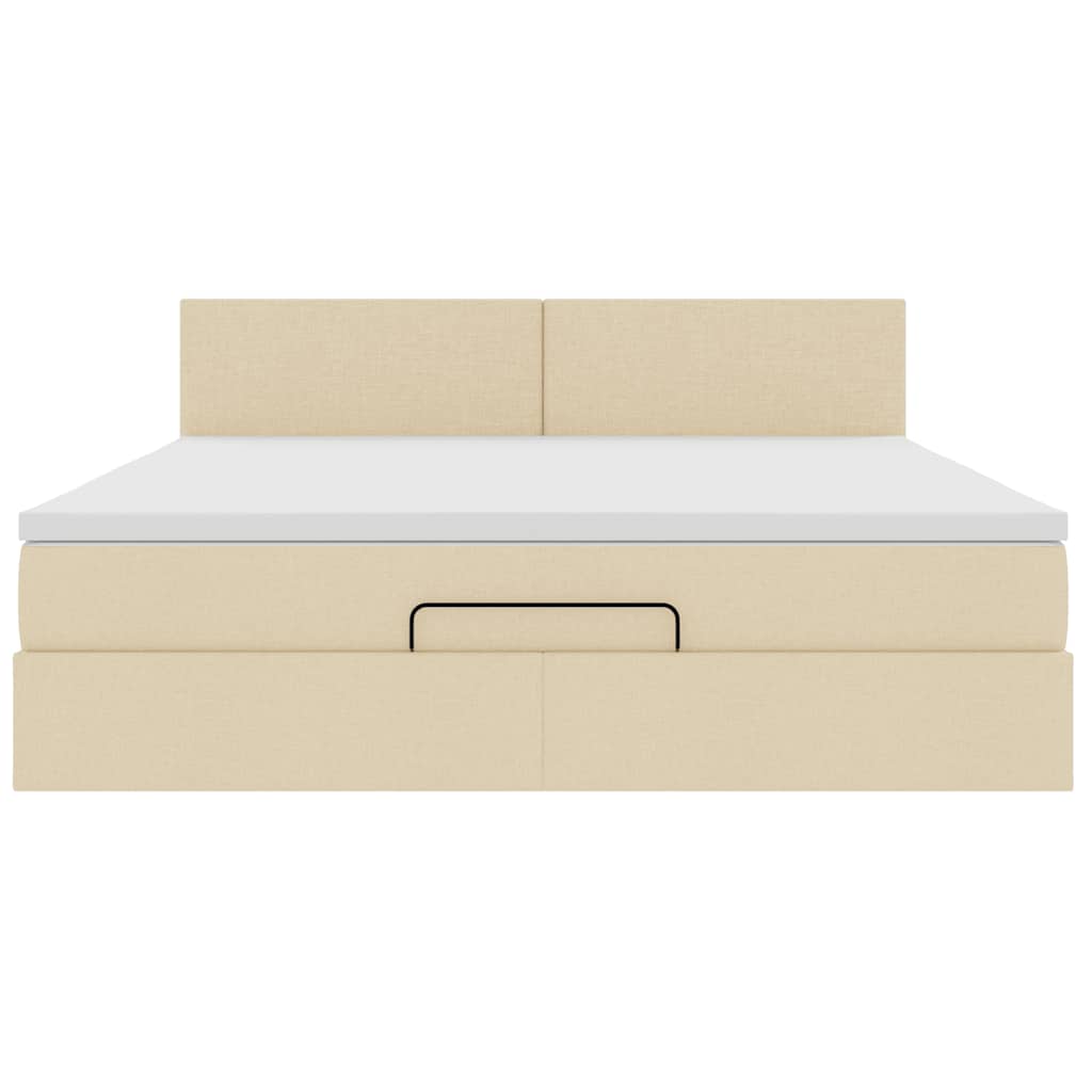 vidaXL Οθωμανικό Κρεβάτι με Στρώμα Κρέμα 160x200cm Ύφασμα