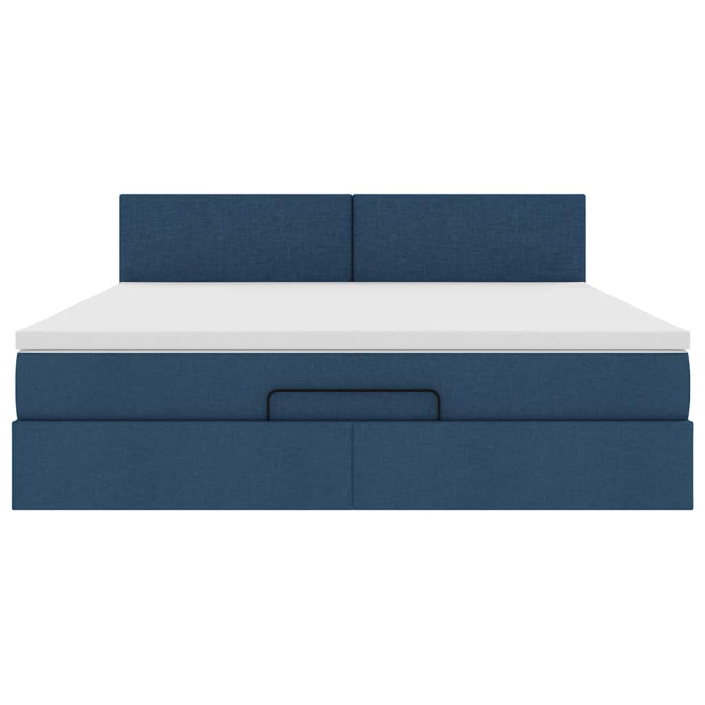vidaXL Οθωμανικό κρεβάτι με στρώμα μπλε 160x200cm ύφασμα
