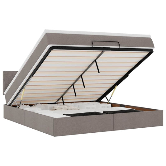 vidaXL Οθωμανικό κρεβάτι με στρώμα Taupe 180x200cm ύφασμα