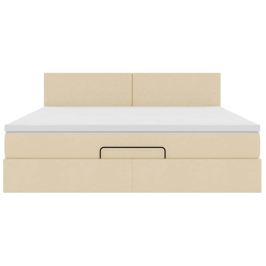 vidaXL Οθωμανικό κρεβάτι με στρώμα Cream 180x200cm ύφασμα