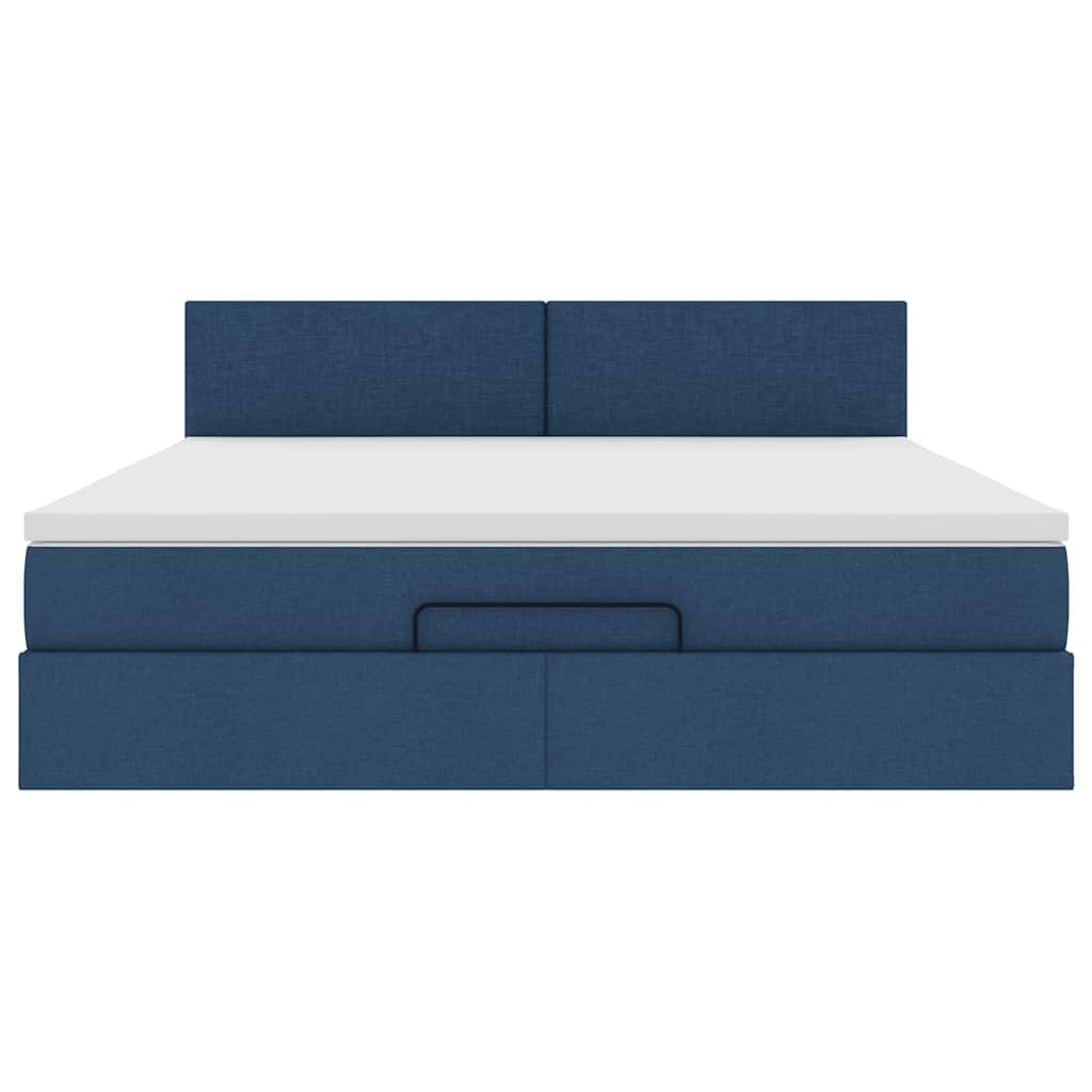 vidaXL Οθωμανικό κρεβάτι με στρώμα μπλε 180x200cm ύφασμα
