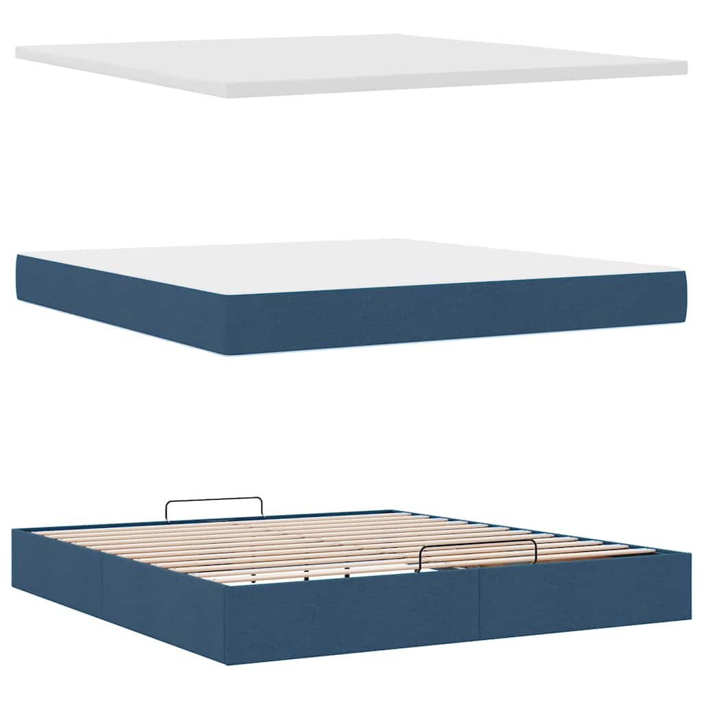 vidaXL Οθωμανικό κρεβάτι με στρώμα μπλε 180x200cm ύφασμα
