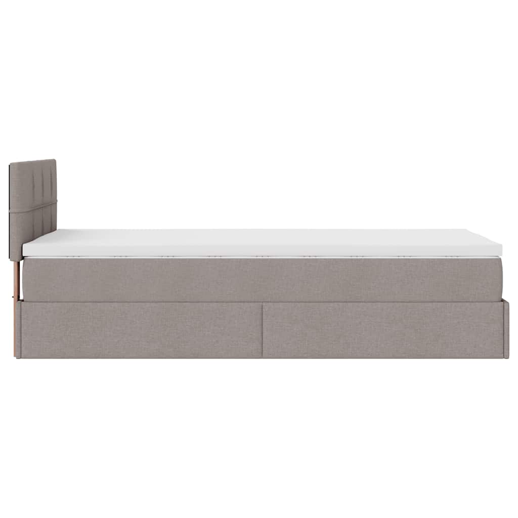 vidaXL Οθωμανικό κρεβάτι με στρώμα Taupe 80x200cm ύφασμα