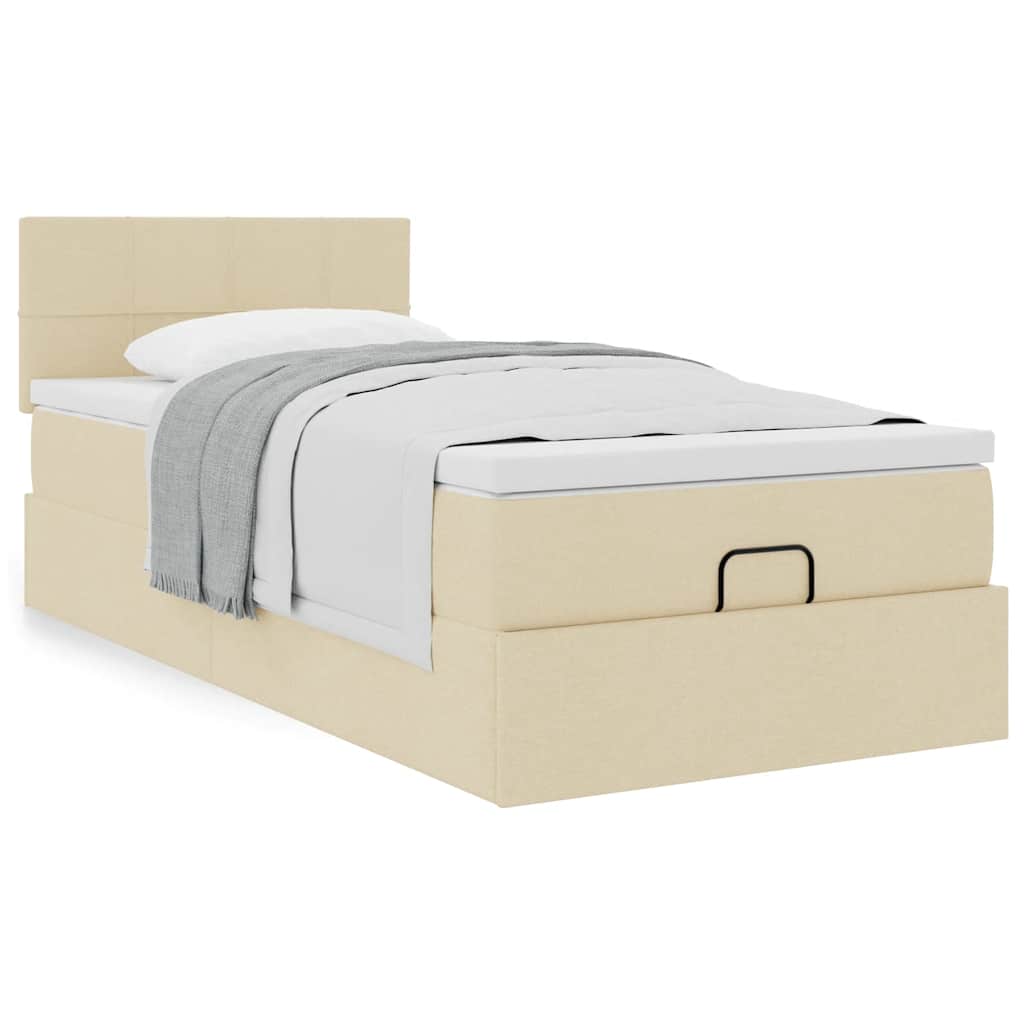 vidaXL Οθωμανικό κρεβάτι με στρώμα Cream 80x200cm ύφασμα