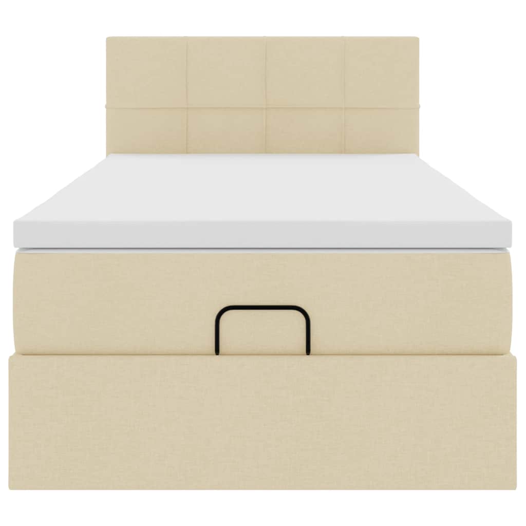 vidaXL Οθωμανικό κρεβάτι με στρώμα Cream 80x200cm ύφασμα