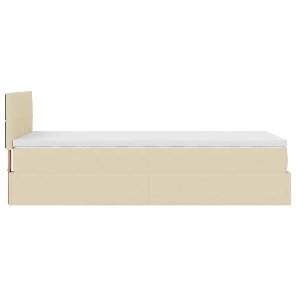 vidaXL Οθωμανικό κρεβάτι με στρώμα Cream 80x200cm ύφασμα
