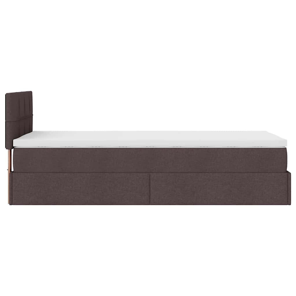 vidaXL Οθωμανικό κρεβάτι με στρώμα σκούρο καφέ 90x190cm ύφασμα