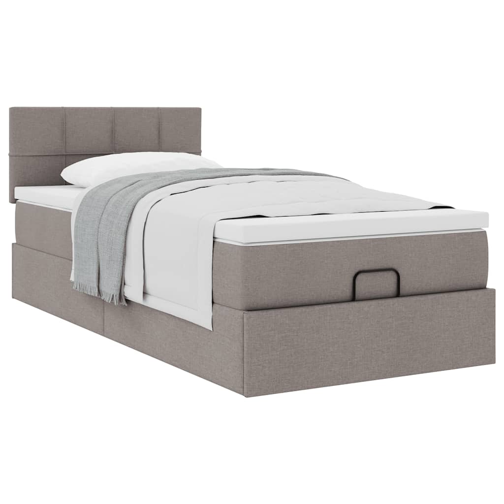 vidaXL Οθωμανικό κρεβάτι με στρώμα Taupe 90x190cm ύφασμα