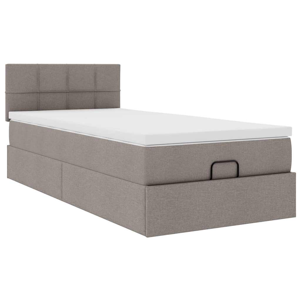 vidaXL Οθωμανικό κρεβάτι με στρώμα Taupe 90x200cm ύφασμα