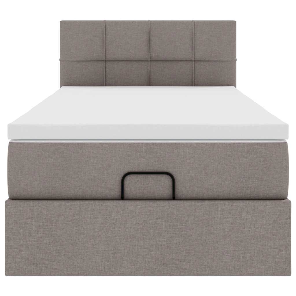 vidaXL Οθωμανικό κρεβάτι με στρώμα Taupe 90x200cm ύφασμα