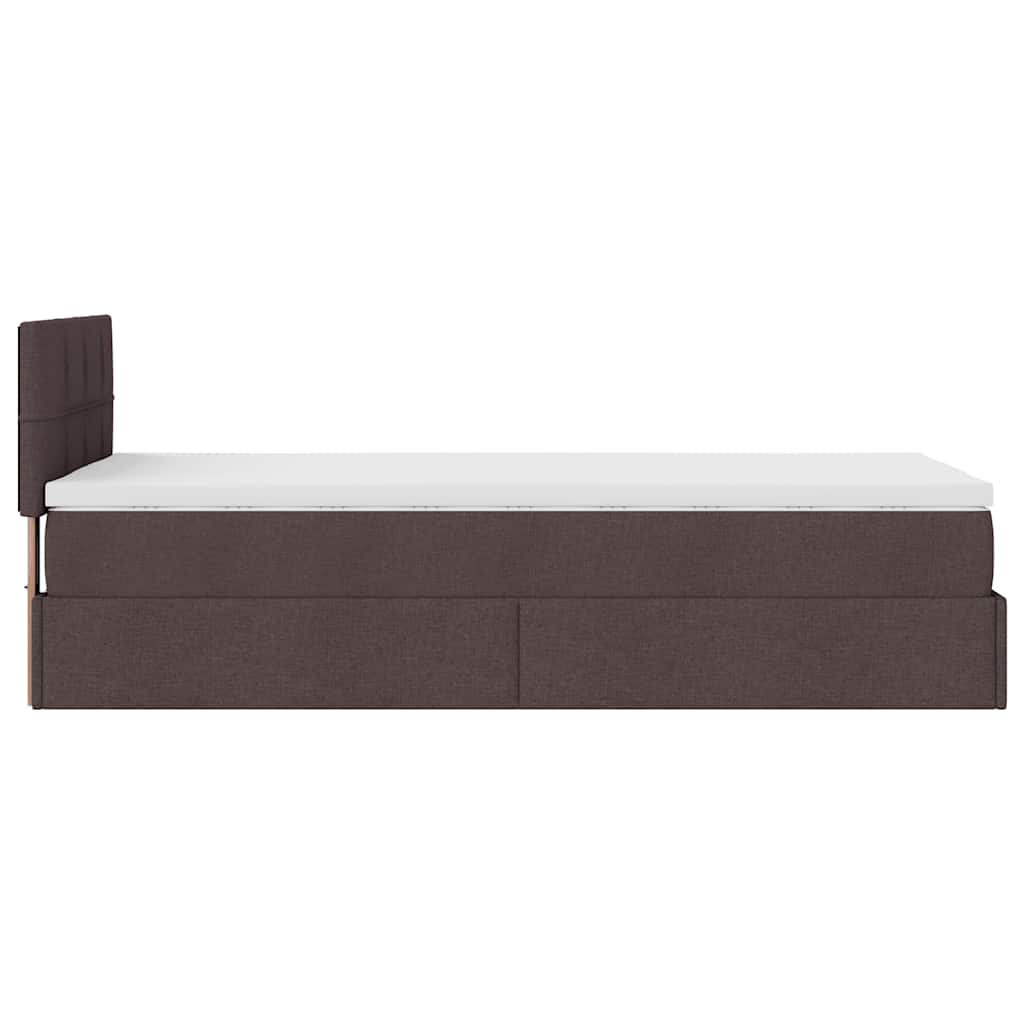 vidaXL Οθωμανικό κρεβάτι με στρώμα σκούρο καφέ 100x200cm ύφασμα