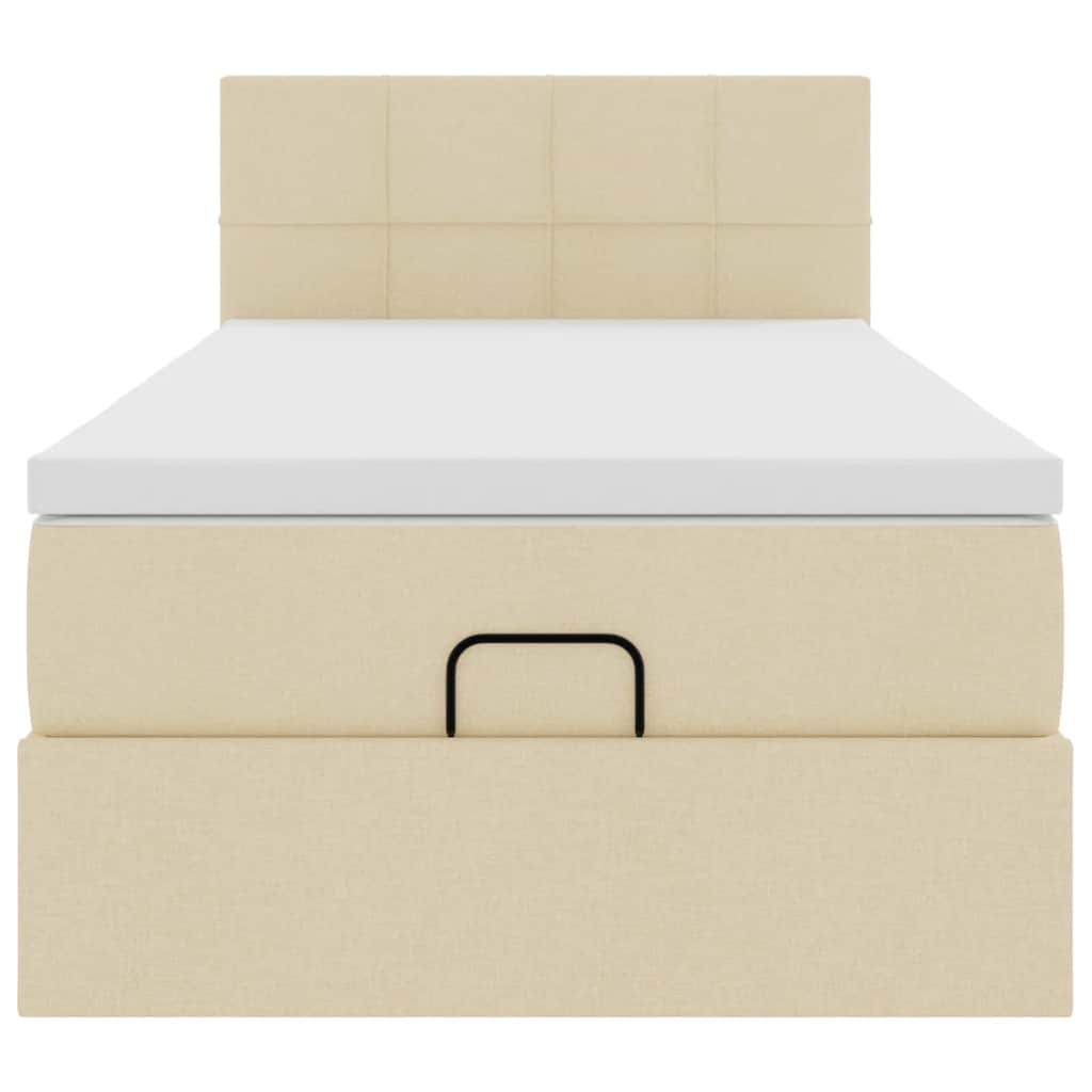 vidaXL Οθωμανικό κρεβάτι με στρώμα Cream 100x200cm ύφασμα